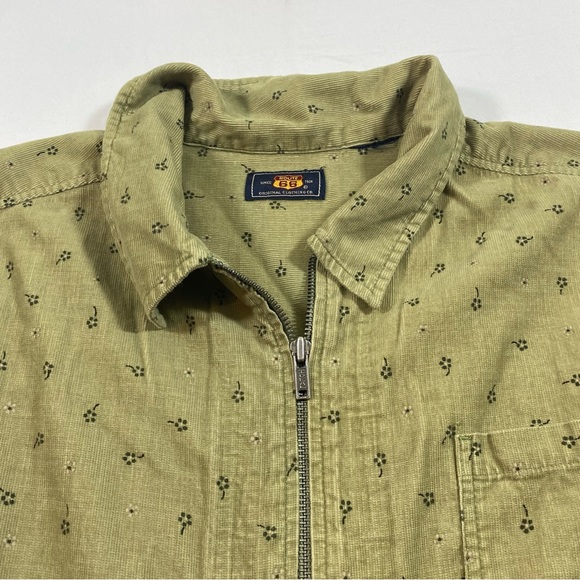 Route 66 Jacket Shirt Corduroy Floral Front full zipper Olive Green Top vintage - Picture 2 of 11